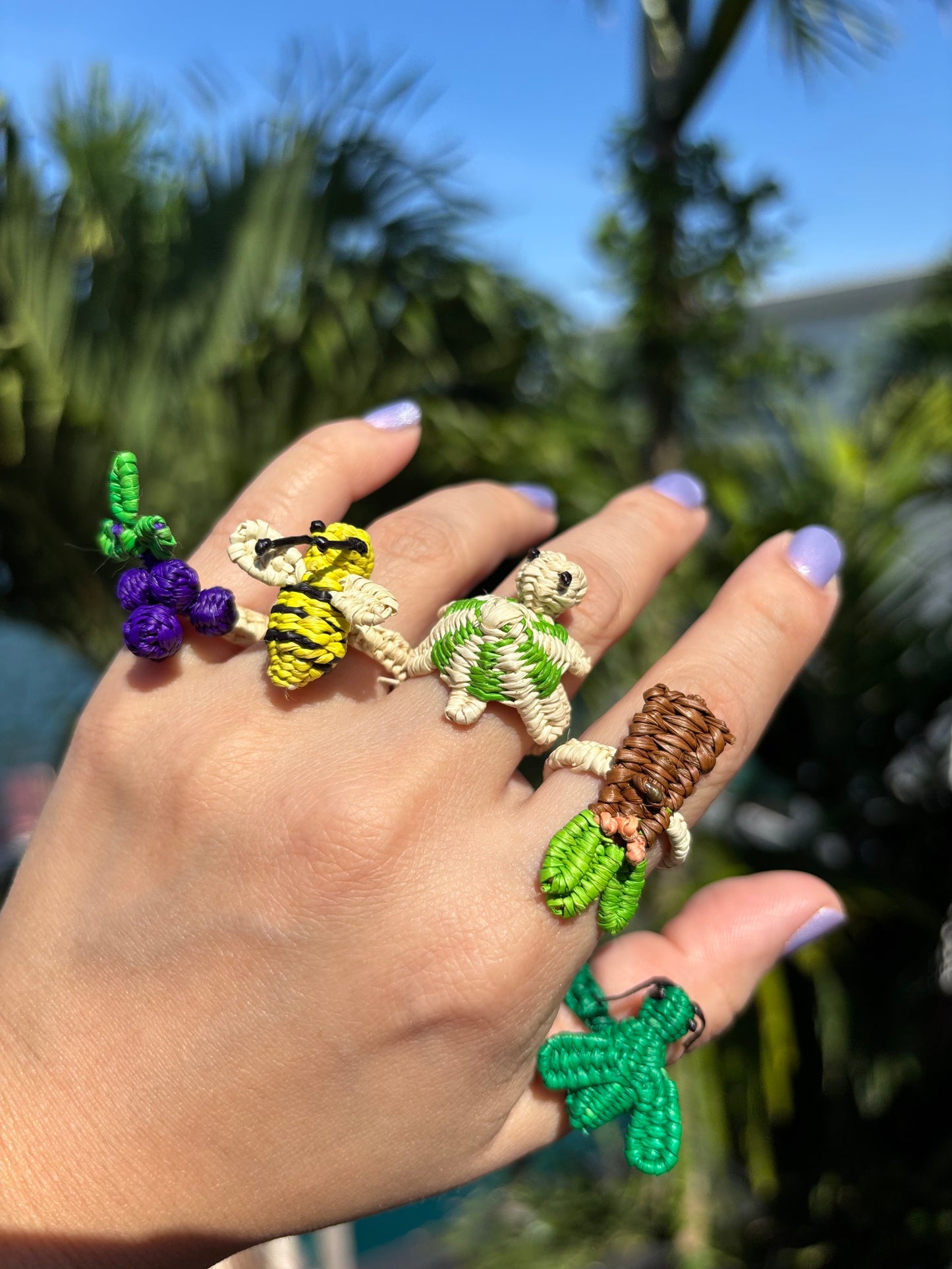 Toquilla straw rings