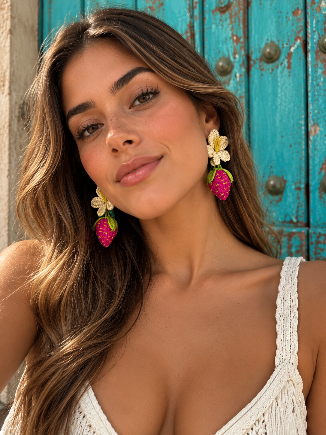 Berry Bueno Straw Earrings