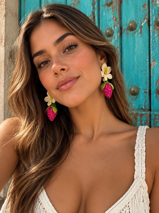 Berry Bueno Straw Earrings