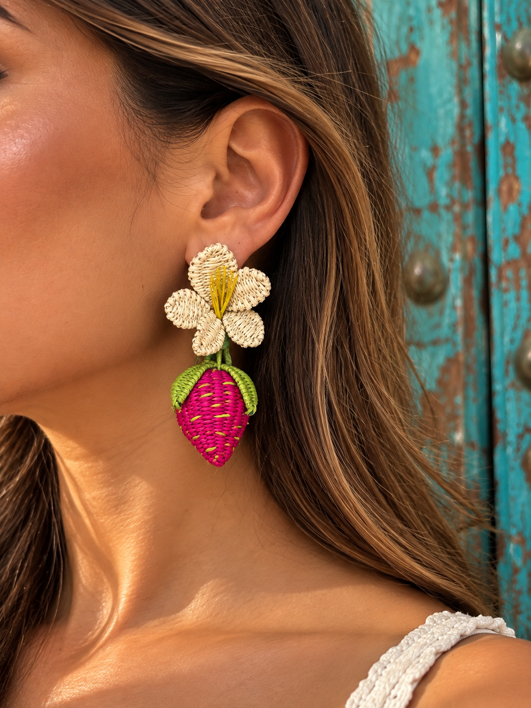 Berry Bueno Straw Earrings